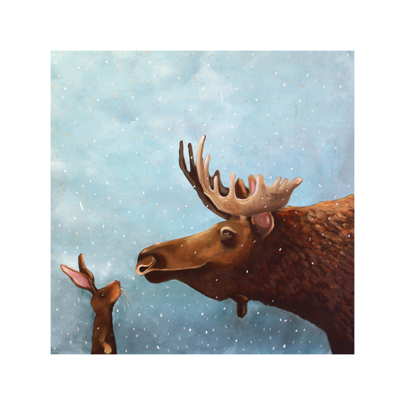 Moose And Rabbit - Wrapped Canvas Painting, 66.04 cm H x 66.04 cm W x 3.175 cm D