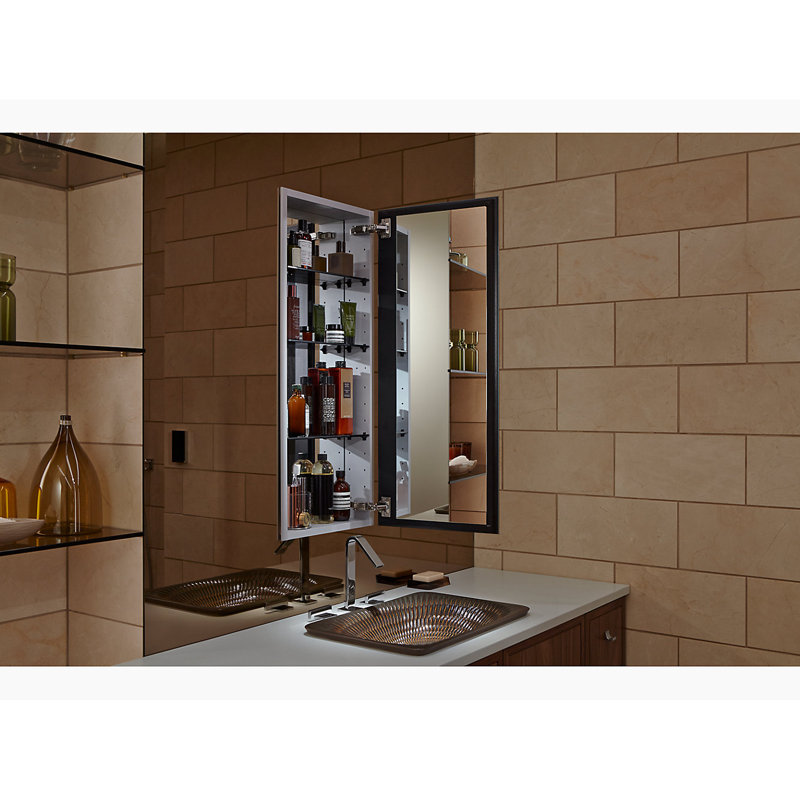 Catalan® Surface Mount Recessed 1 Door Medicine Cabinet with 3 Adjustable Shelves, 36.13" H x 15" W x 4.75" D