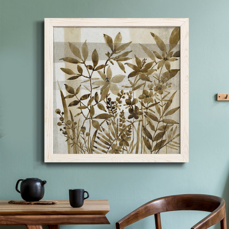 «Neutral Garden II» - Toile encadrée de qualité supérieure - prête à être accrochée, Cadre blanc