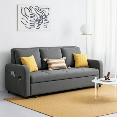 Gabriel Sofa Bed, Linen (With One Drawer)