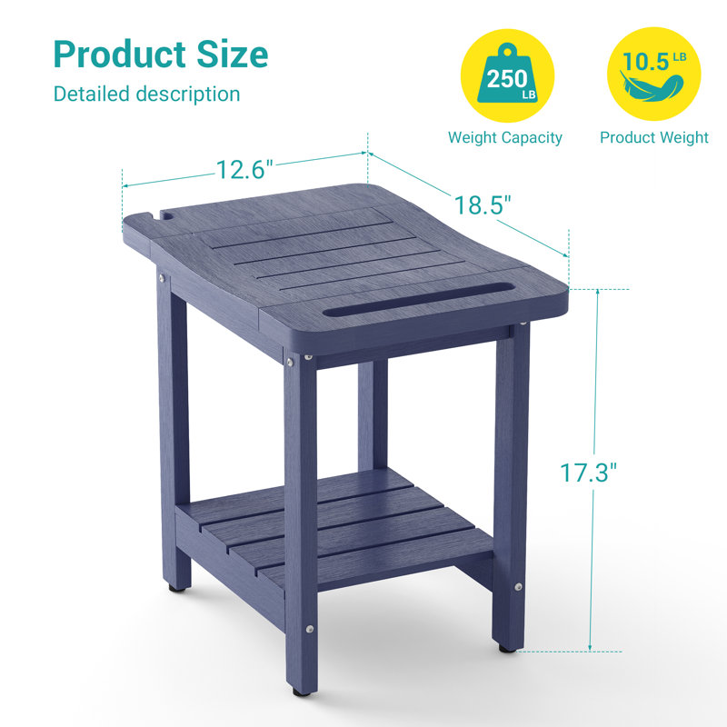 2-Tier Bathroom Shower Bench with  Shower Head Holder and Storage Space Curved Seat for Shaving Legs Foot Stool, Bath, Spa, Indoor or Outdoor Use