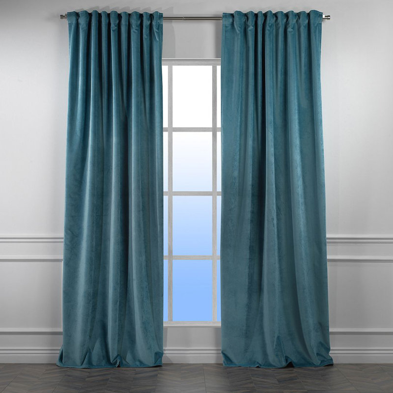 Panneau de rideau doublé occultant en velours mat très large et très long, L 100 po x L 192 po, 40 - bleu céleste