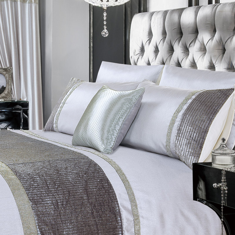 Odeen Silk Diamante Duvet Cover Set, Single Duvet Cover Set, Natural