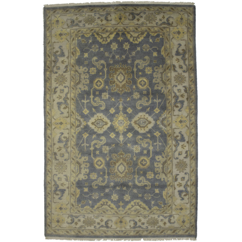 Tapis oriental gris Oushak Chobi Mute