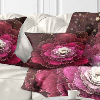 Fractale fleur rose rouge - coussin imprimé floral