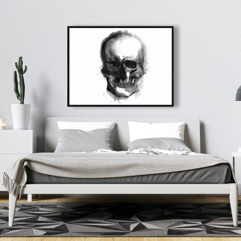 Reproduction d'aquarelle crâne foncé sur toile