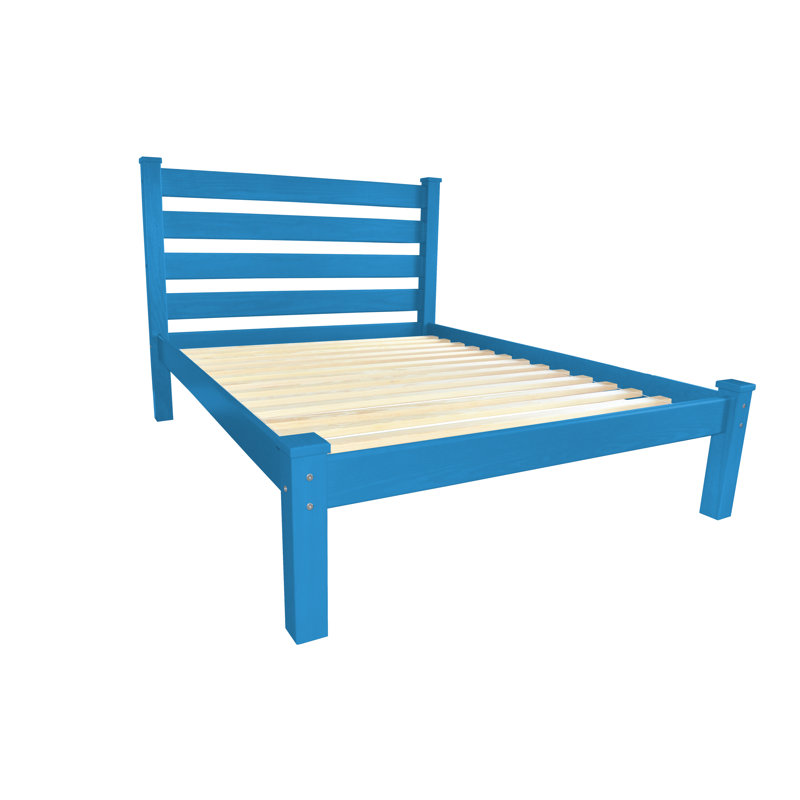 Base de lit en bois massif Homestead, Bleu Cara¨ïbes, Grand