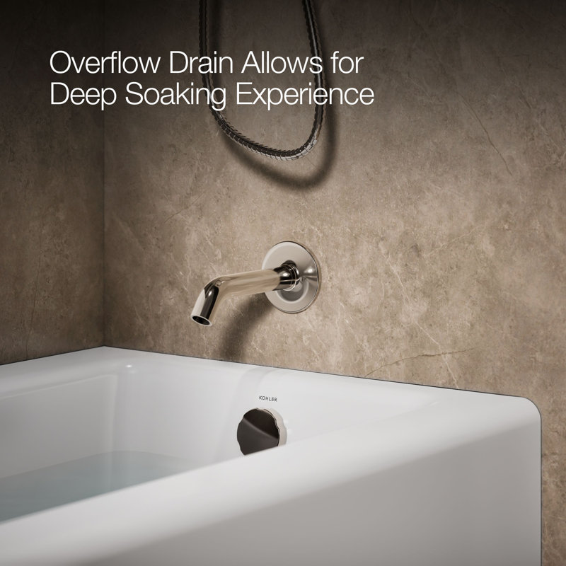Bellwether® 60" x 30.25" Alcove Soaking Cast Iron Bathtub, White, Right