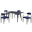 Chaises d'appoint ultra-modernes 2 pièces en tissu bleu, contemporain pour la salle à manger, cadre noir avec revêtement en tissu, salle à manger,-1081672584