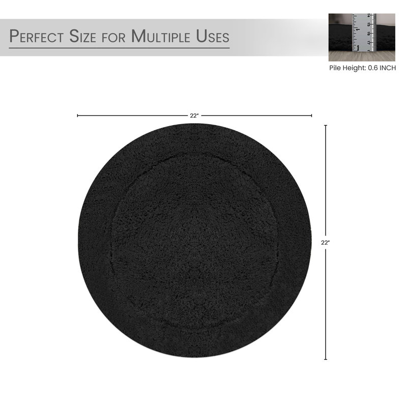 Tapis de salle de bain, Noir, Rond 22 po
