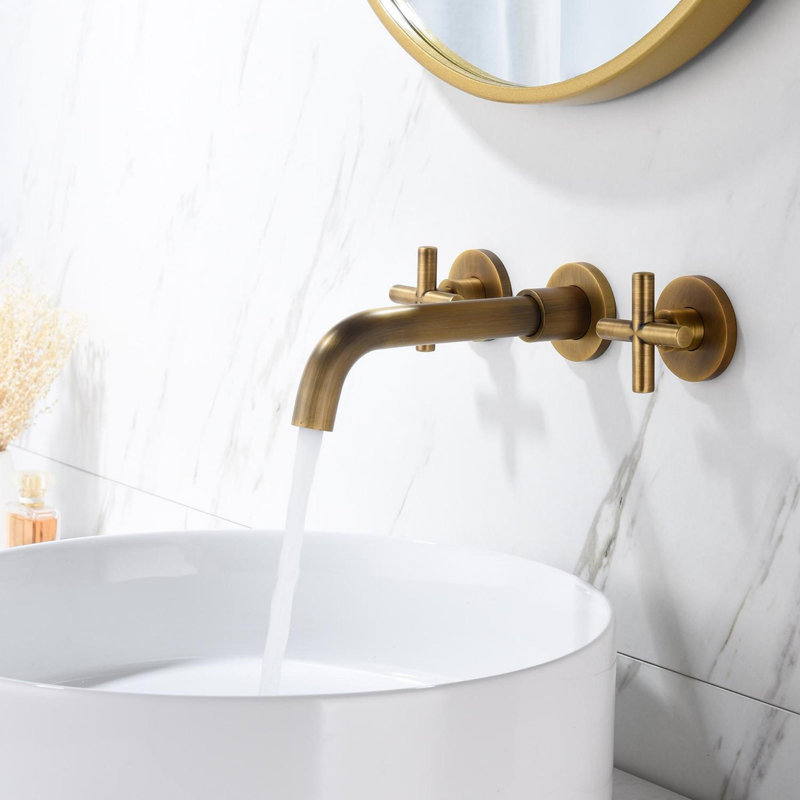 Robinet de meuble-lavabo mural avec égouttoir escamotable, Bronze