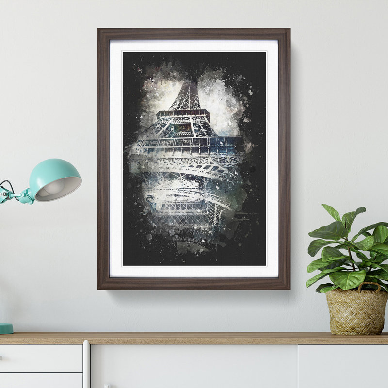 The Eiffel Tower in Paris - Framed Print, 87cm H x 62cm W x 2cm D, Walnut Framed