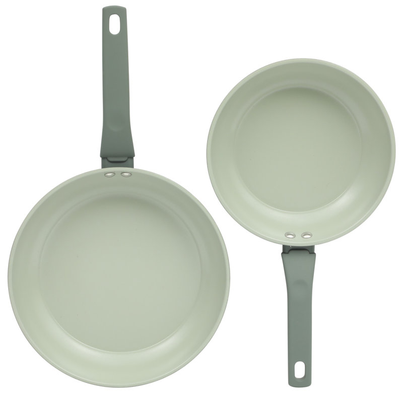 Sage Green Aluminum Nonstick 10-Piece Cookware Set with Kitchen Tools