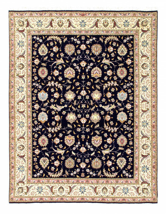 Super fine Hand Knotted silk & wool Persian Tabriz 6'8'' X 8'8''