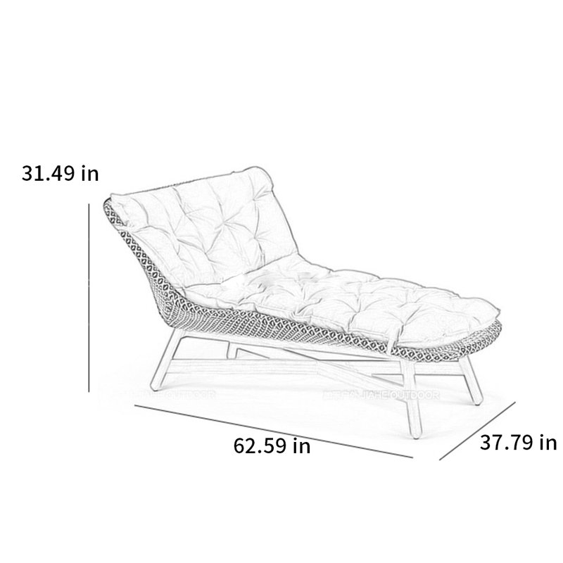Chaise longue rembourrée de haute qualité en bois de frêne, Rouge / blanc