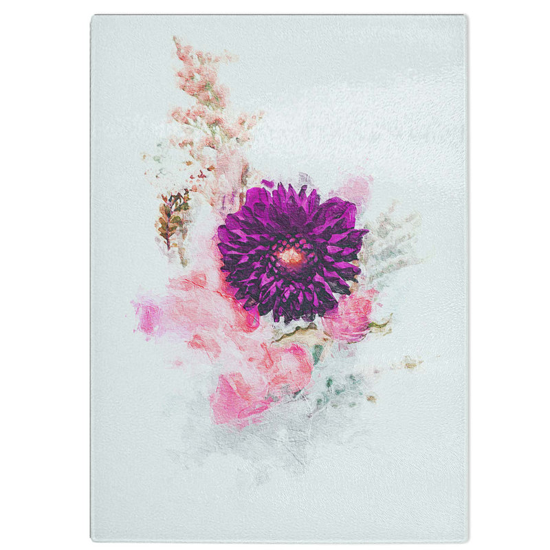 Glass Floral Display Chopping Board, 28.5 cm W x 20 cm L