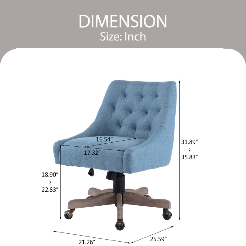 Chaise de bureau en lin, Bleu