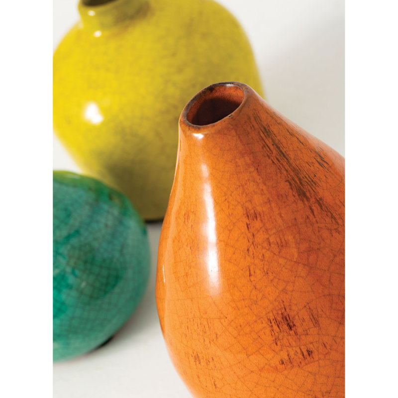 Riza Ceramic Table Vase, Blue/Green/Orange