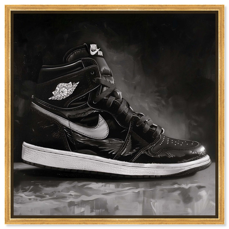 «Black Night Sneaker», impressions sur toile par Art Remedy, H 17 po x l 17 po, Reproduction encadrée sans passe-partout