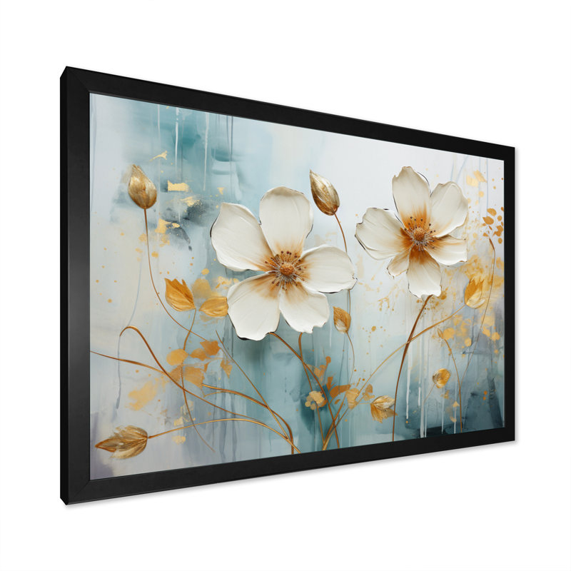 «White Yellow Botanical Fragments - Abstract Botanicals», reproduction d'art sur toile, H 16 po x l 32 po x P 1 po