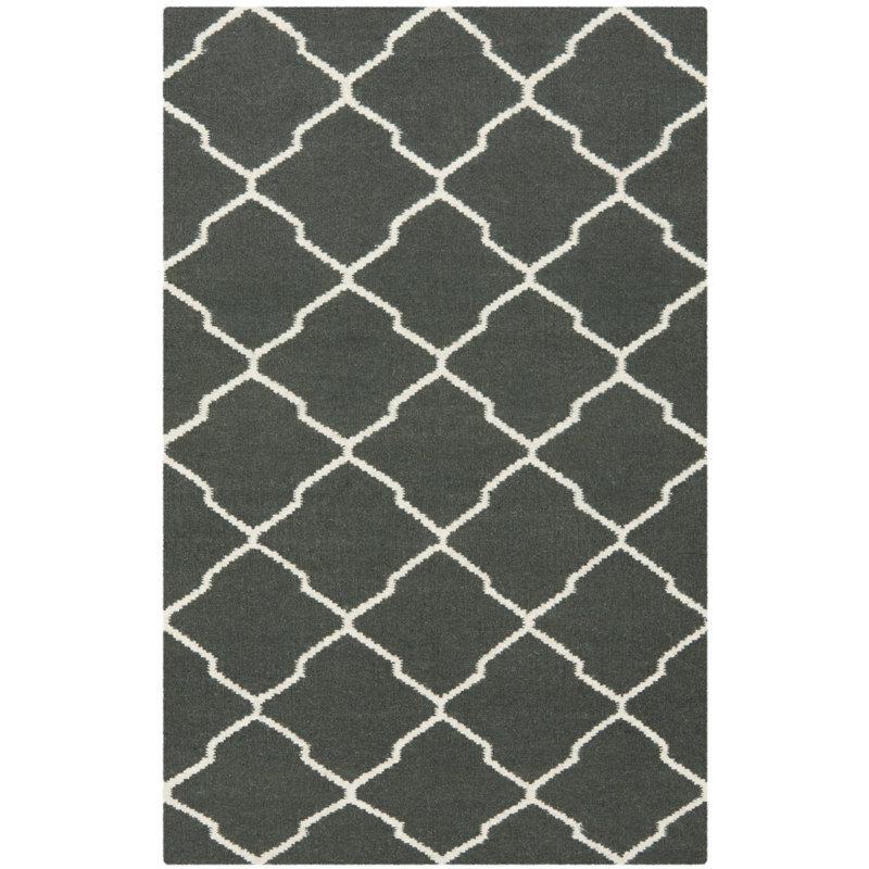 Rosewood Geometric Wool Hand Woven Area Rug, Rectangle 91 x 152cm