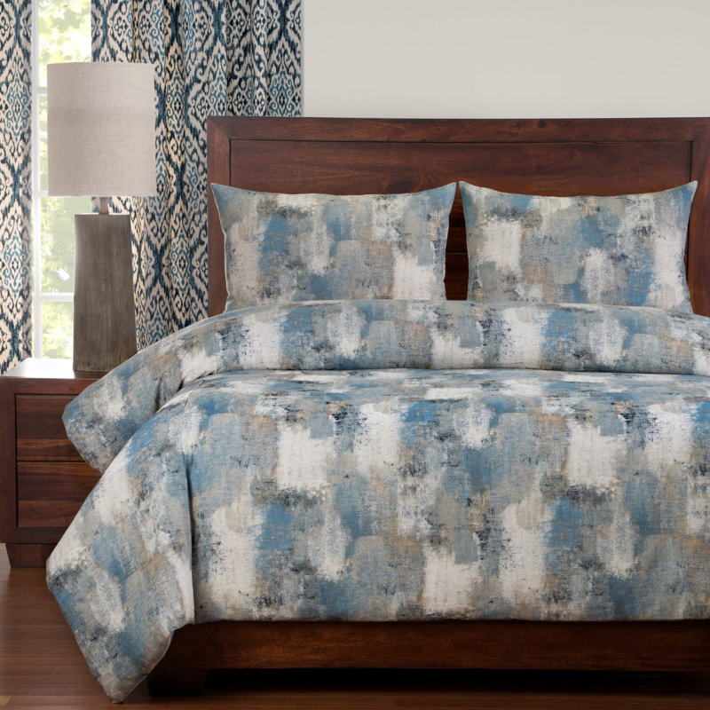 Ensemble de housse de couette Calcutta Luxury, Housse de couette très grand californien + 2 cous, Denim