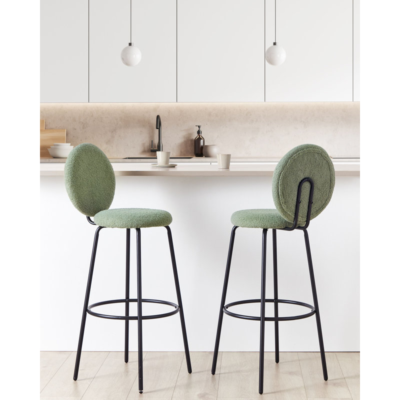 Rheuark Upholstered Counter Stool with Metal Frame, Light Green