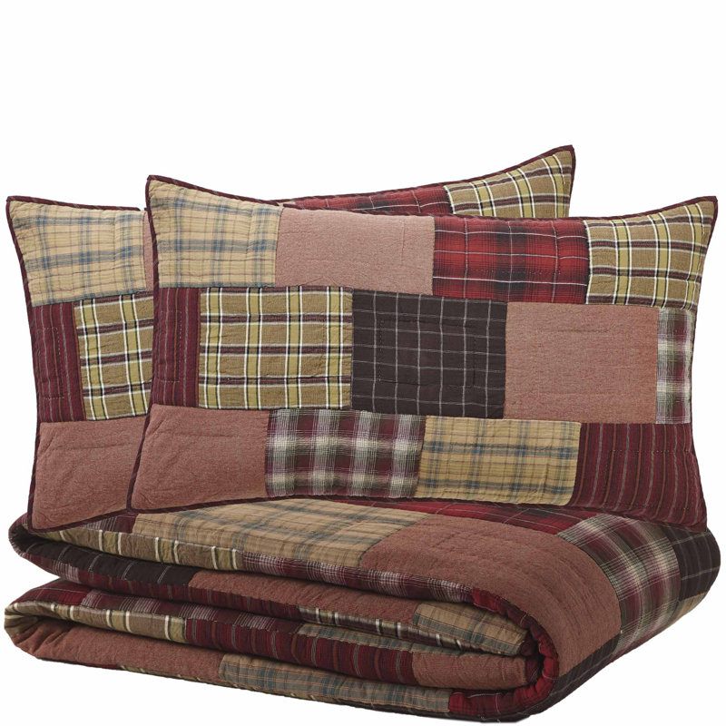Wyatt Rustic Cotton Patchwork Quilt, King Quilt + 2 Shams