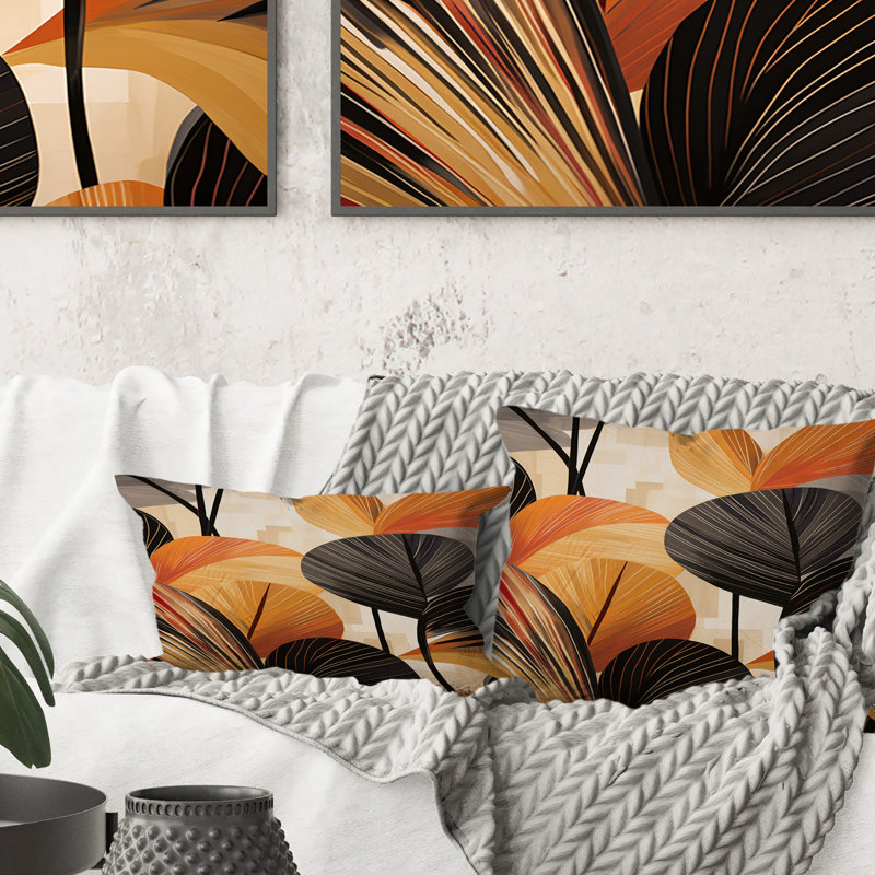 Coussin Funky Foliage In Terracotta I - Abstract Botanicals
