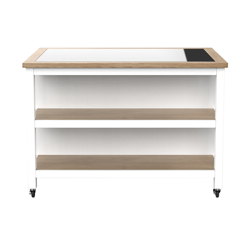Mounia Granite Top Kitchen Island, White