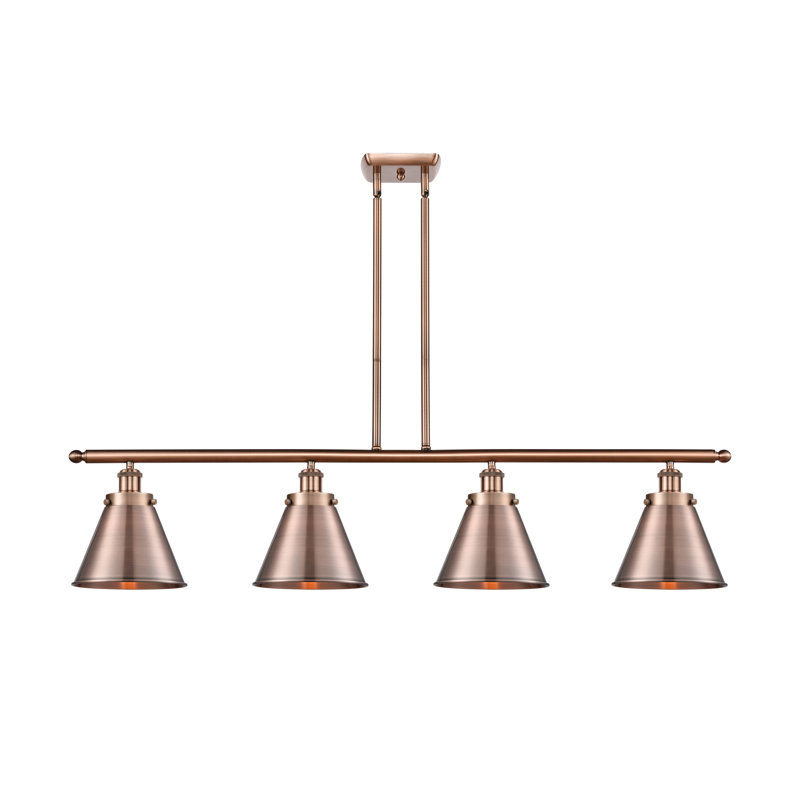 Luminaire suspendu à 4 lumières pour îlot de cuisine Kylena, DEL, Cuivre antique, Cuivre antique