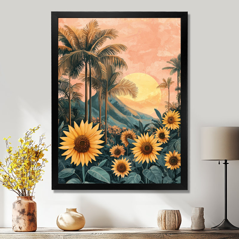 Divesh - impression sur toile florale, Noir, H 20 po x l 12 po, Reproduction encadrée d'une seule photo