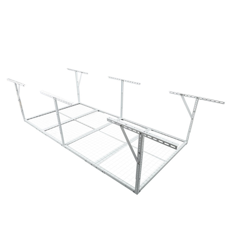 Support de rangement en métal blanc 4 x 8 pi, 600 lb Chargement, réglable de 22 po à 40 po pour maximiser les articles inutilisés