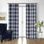 Ensemble de 2 panneaux de rideaux plissés en coton indigo / ivoire Walker Buffalo-109900134