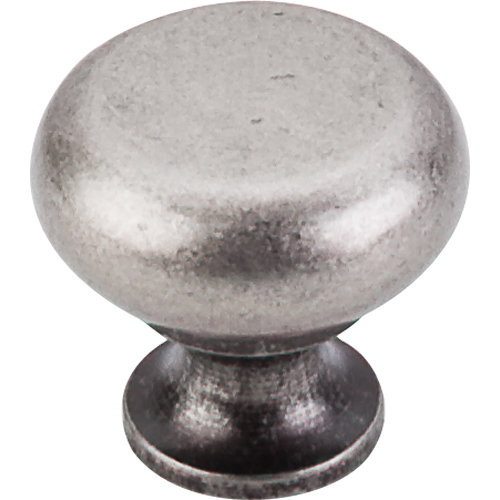 Flat Faced 1 1/4" Diameter Round Knob, Pewter Antique