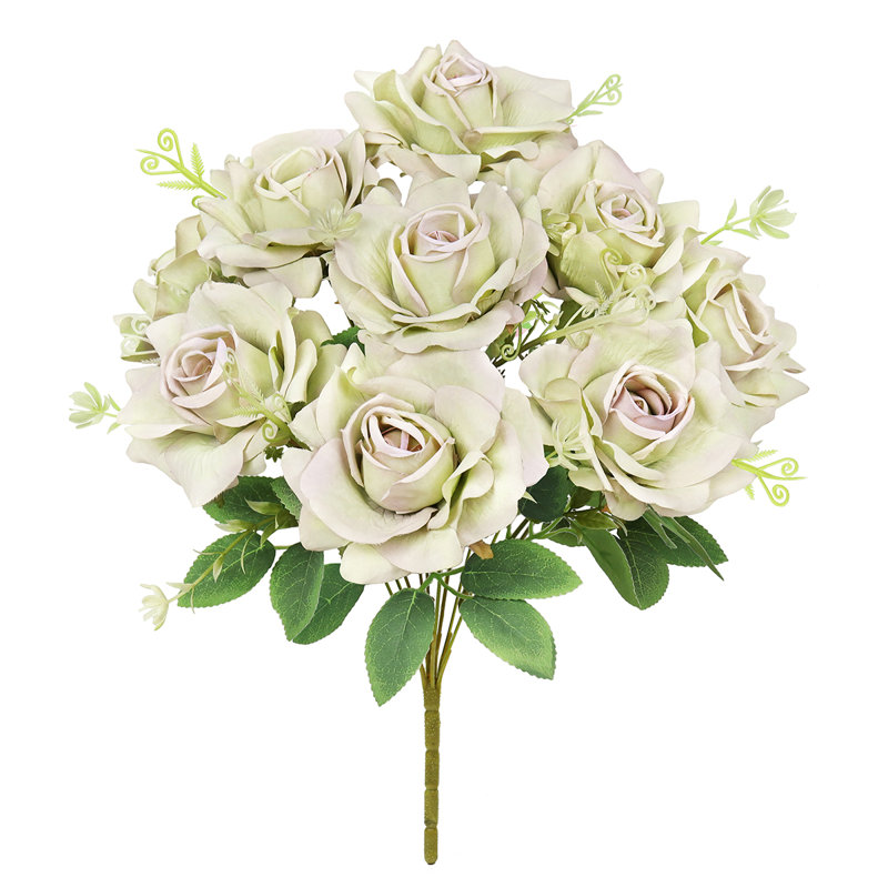 Bouquet de tiges de roses artificielles gardénia, Beige / vert