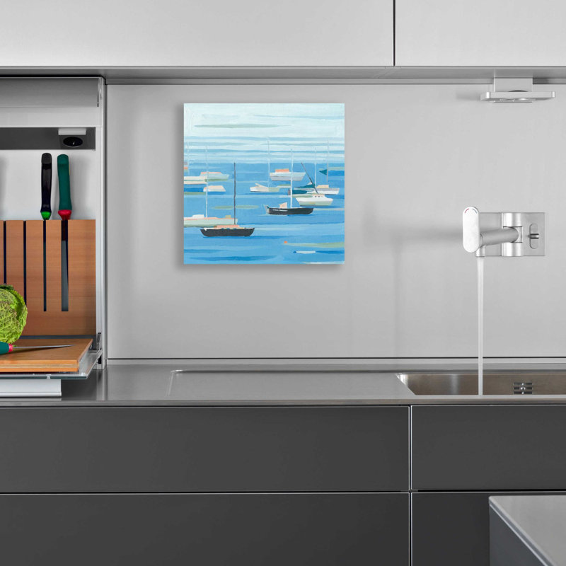 «Summer Regatta II» par Emma Scarvey, art mural en verre acrylique, H 12 po x l 12 po x P 0,13 po