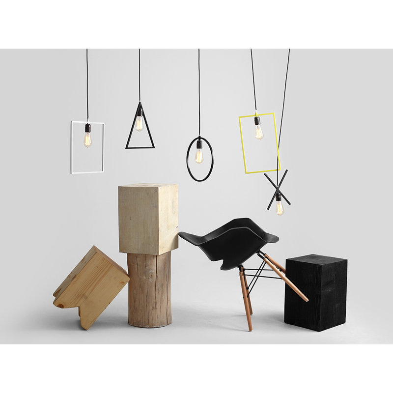 1 - Light White Unique/Statement Pendant, Black