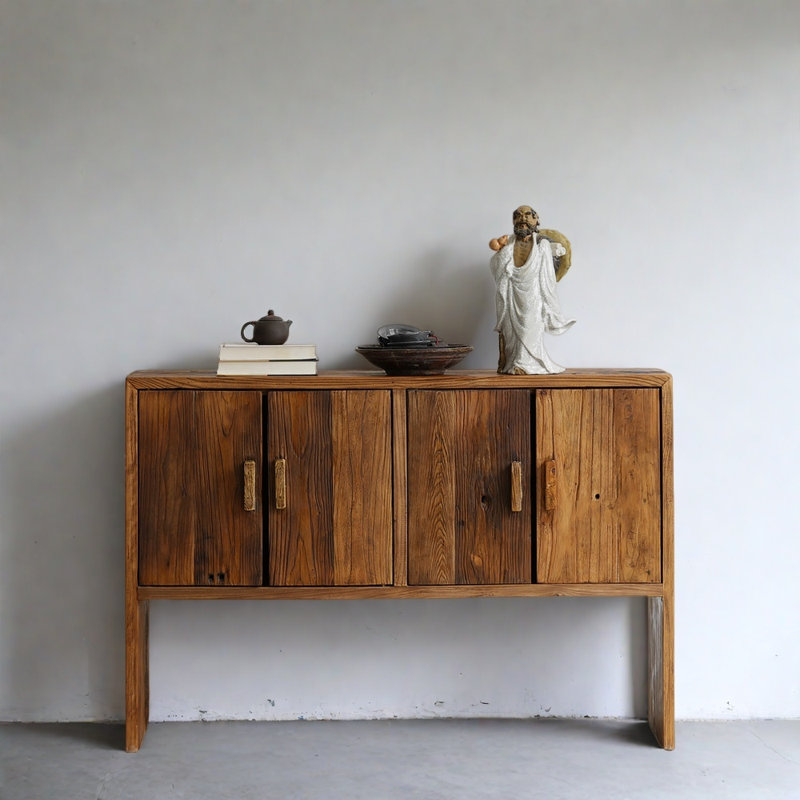 Armoire d'entrée en bois massif Wabi-Sabi
