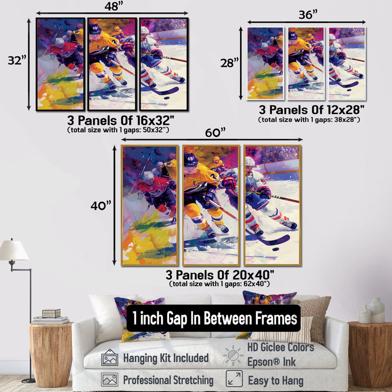 Joueurs de hockey pendant les séries éliminatoires II - Ensemble de décorations murales de hockey sport