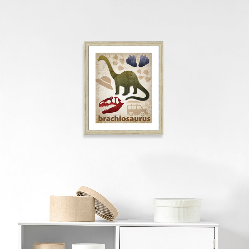 Adhésif décoratif dinosaures-03 ', H 26,5 po x l 22,5 po x P 0,625 po, Cadre plat beige