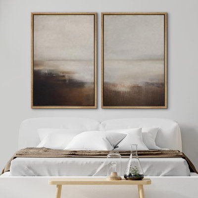 «Pastel White Swirl Pattern Collage Abstract Shapes», 2 pièces sur toile