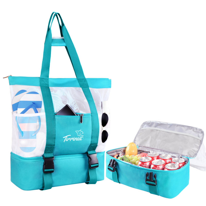 Grand sac de plage avec glacière pour femme Tirrinia, Bleu