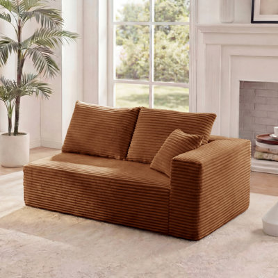 69.29" Modular Loveseat with Armrest, Upholstered Flannel 2 Seater Sectional Component with 3 Pillows, "Boneless" Cloud Sofa in a Box for Living Room Small Spaces