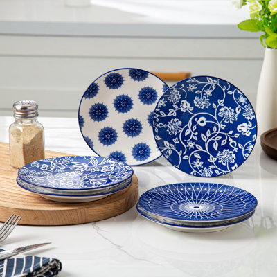 Ceramic Dessert Plates Set - 6 Inch Small Appetizer Plates, Microwave Dishwasher Safe
