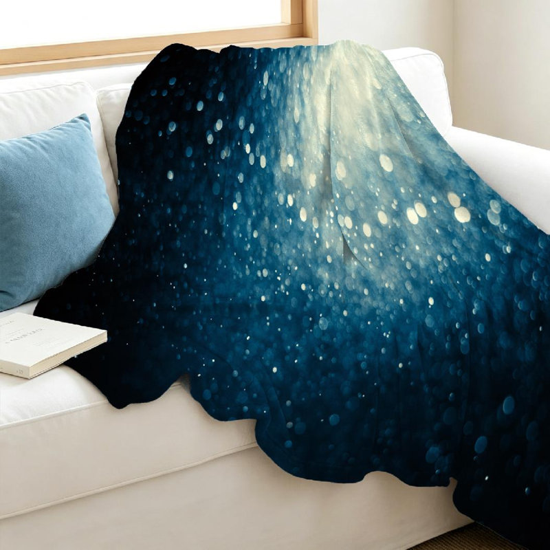 Blue Ultra Soft Flannel Fleece Throw Blanket,Dark Light Black Abstract Single-Sided Print, Jeté 40 po x 50 po