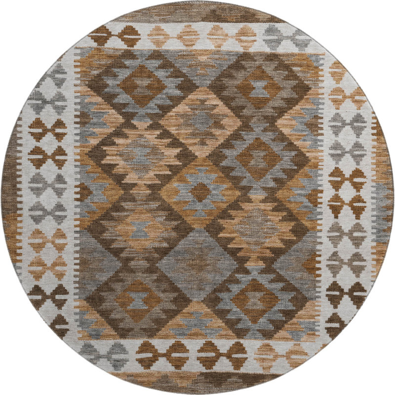 Premium Machine Washable Mayfield Tribal Rug, Round 8'