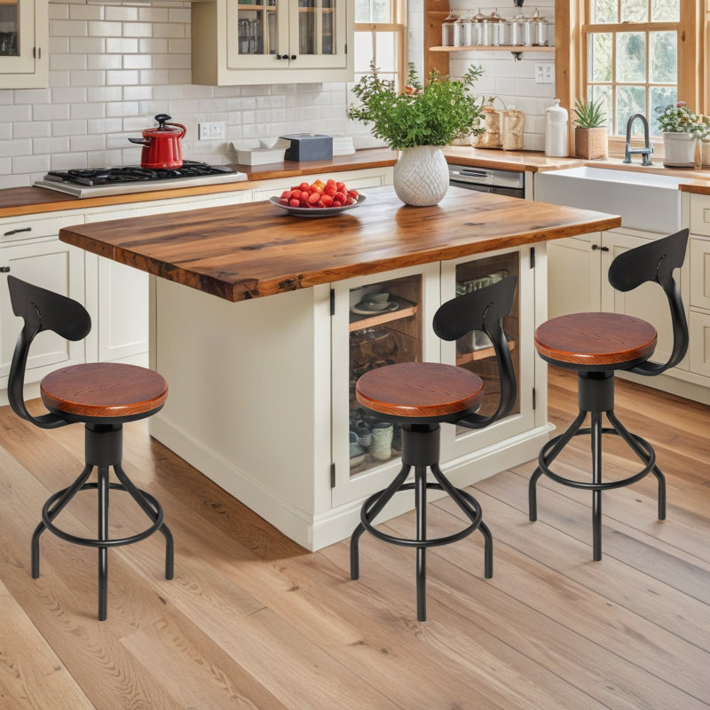 Tabouret de bar Rustic, 2, Noir