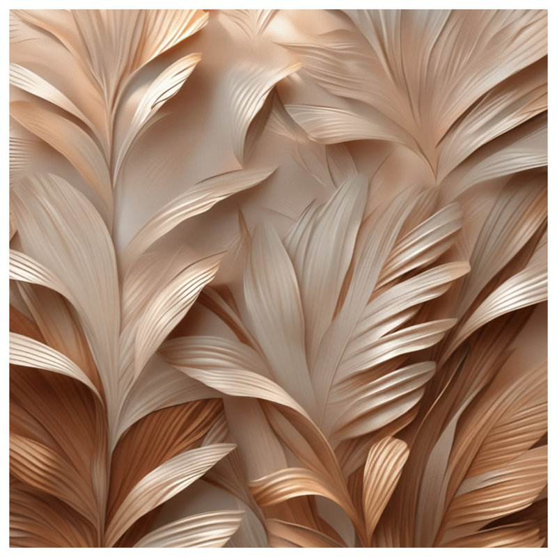 Textured Leaf Pattern Comforter, King, Light Beige Medium Bronze