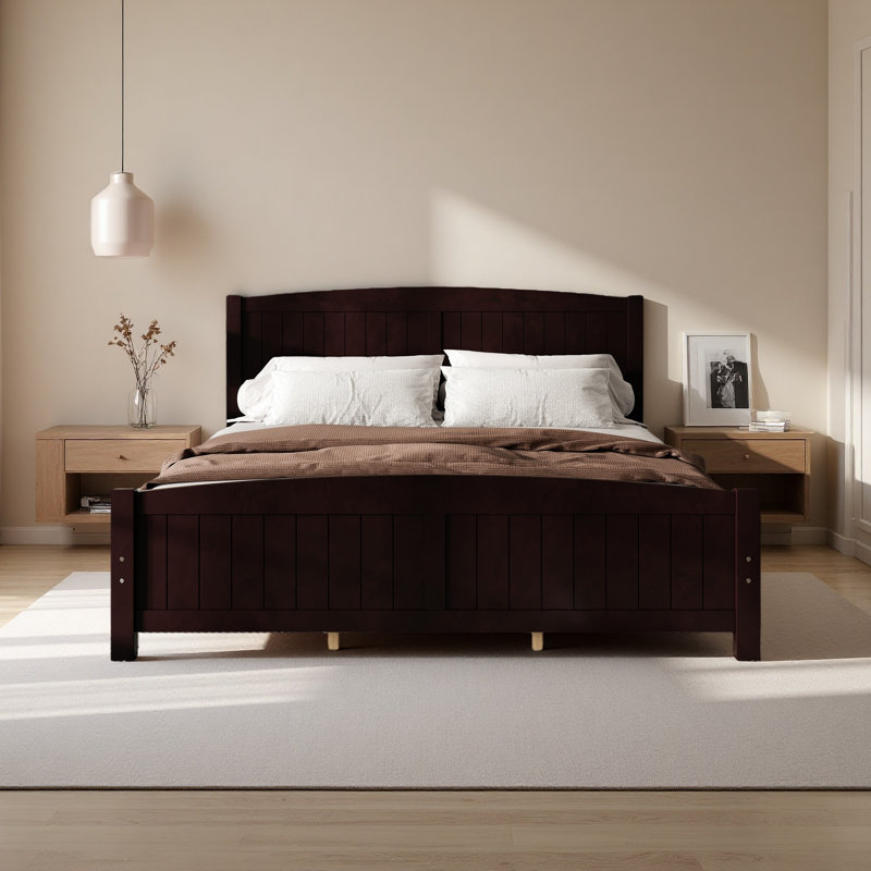 Lit plateforme, lit plateforme en bois massif avec lattes de soutien et structure solide, aucun sommier nécessaire, Blanc